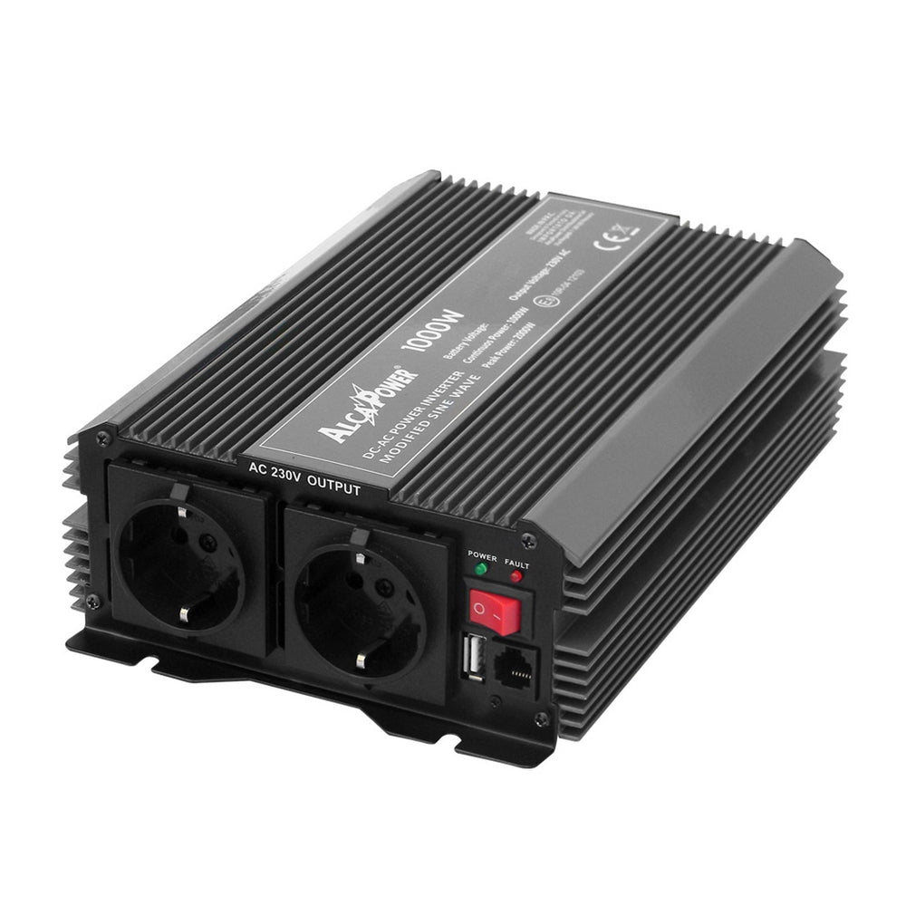 Alcapower Inverter soft start 1000W, Input 24V DC, Out 230V AC, allarme e spegnimento automatico