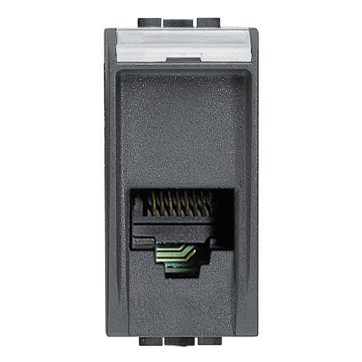 Bticino connettore telefonico RJ12, presa connessione tipo K10, presa per cavo ethernet, serie living, colore antracite