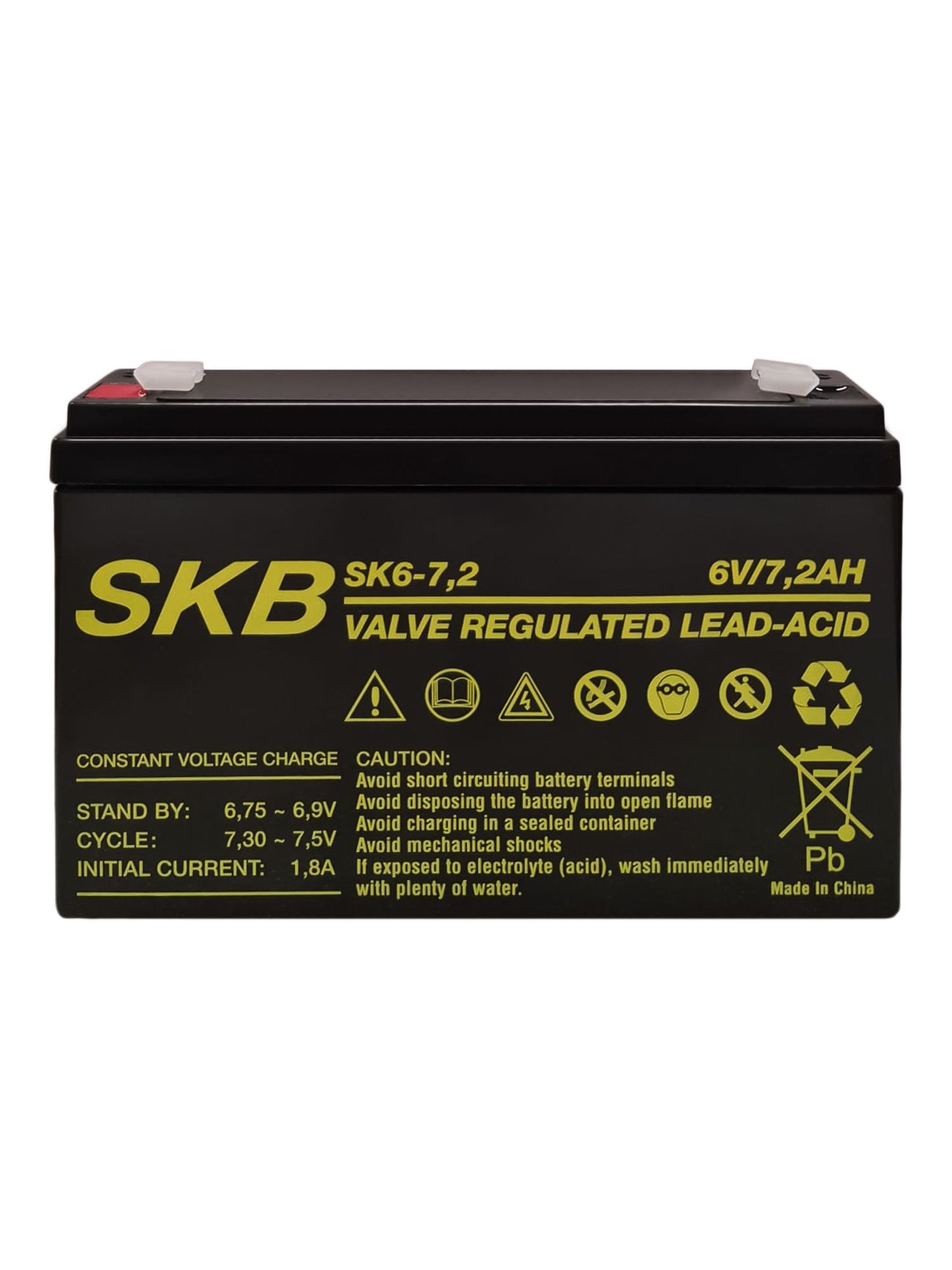Batterie au plomb SKB batterie rechargeable SK6-7 série SK 6V 7AH, technologie à plaque plate AGM régulée par valve