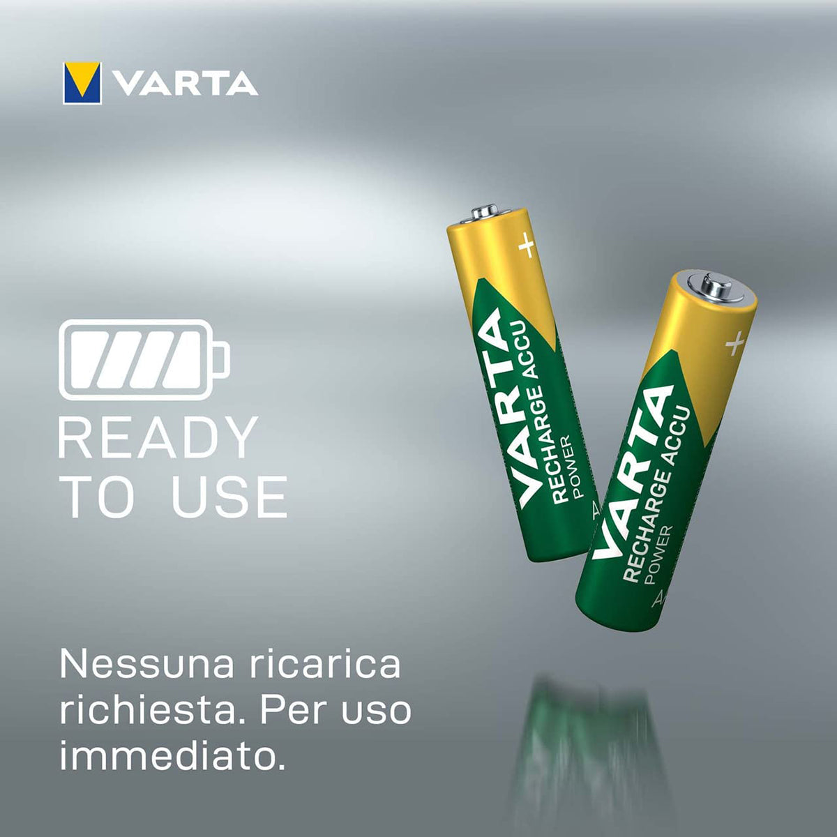 VARTA Batterie ricaricabili AAA Rechargeable Ready2Use precaricata Micro Ni-Mh (pacco da 2, 800mAh), ricaricabile senza effetto Memory, pronta all'uso