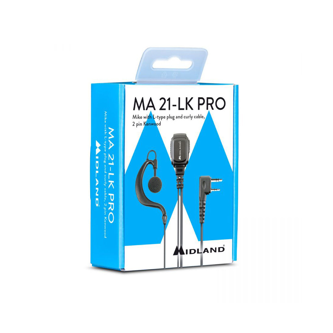 Midland Microfono con cavo spiralato e connettore a L 2 Pin Kenwood