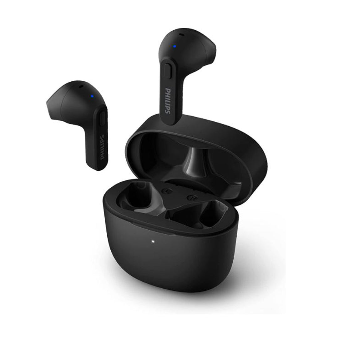 Philips Écouteurs intra-auriculaires sans fil, étui de chargement fin, résistant à l'eau, Bluetooth, autonomie de 18 heures, microphone intégré noir