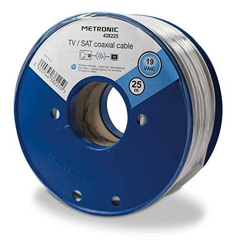 Metronic 438225 Cavo coassiale antenna TV bianco matassa da 25 metri - Ø 6,8mm