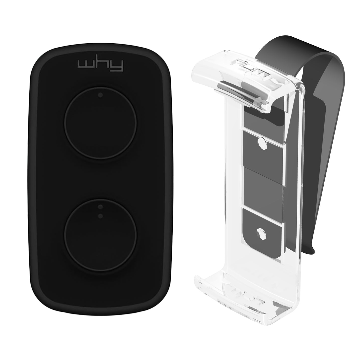 WHY EVO MINI Télécommande multi-fréquences à code tournant de 280 à 868 MHz avec Visor Clip, ouvre-portail programmable à auto-apprentissage, radiocommande large portée à 4 boutons, réglisse noire