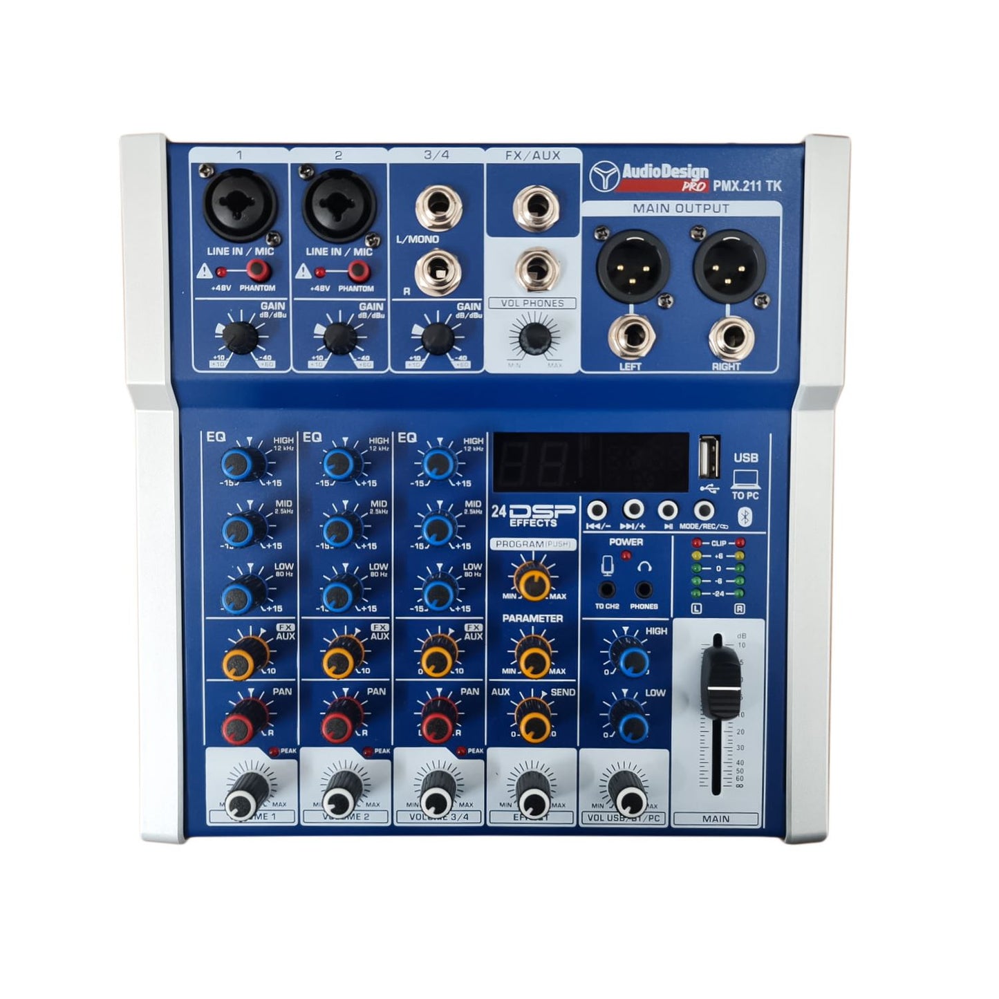 Mélangeur audio Audiodesign Pro Professional, console avec 4 canaux, Bluetooth, 24 effets DSP et entrée optique Toslink
