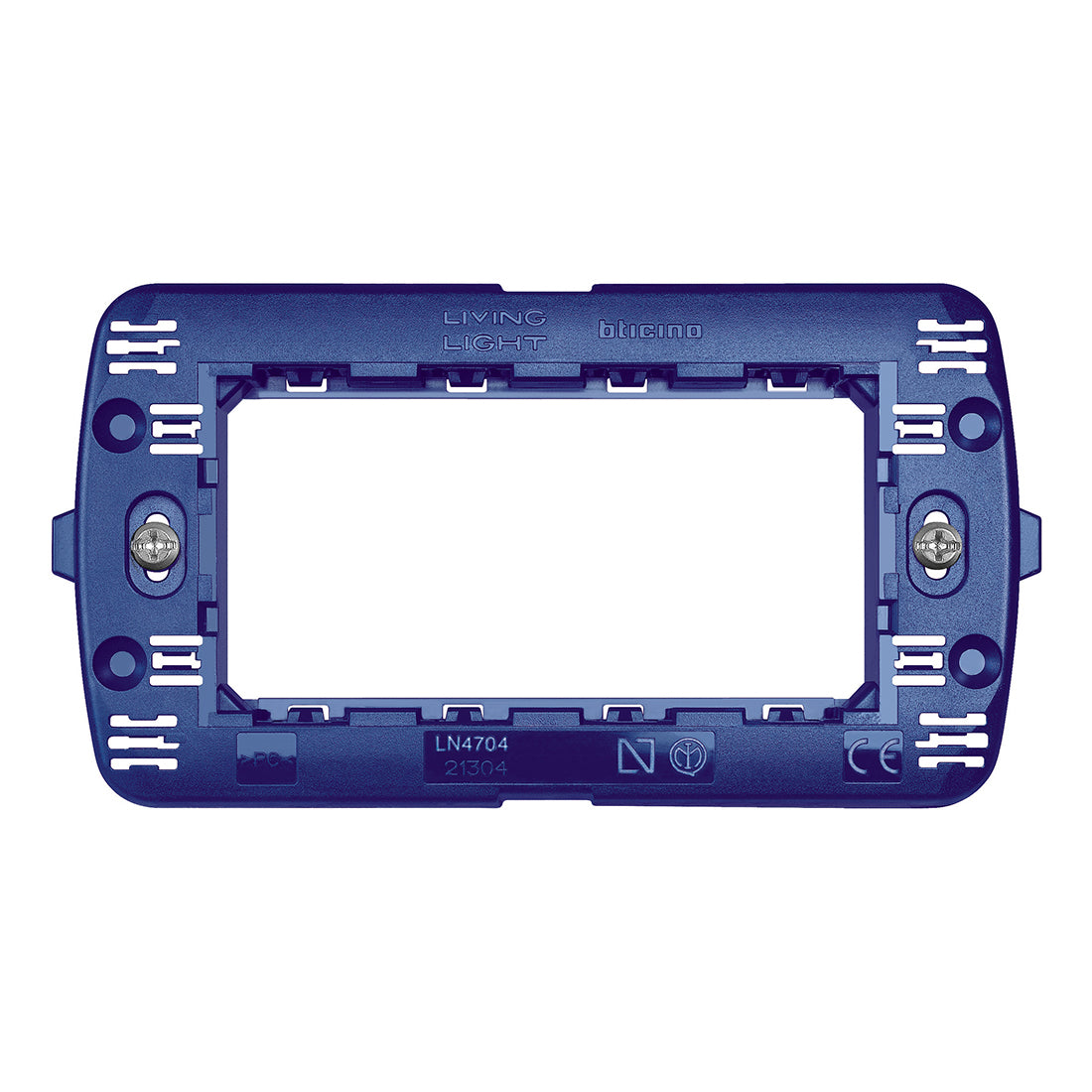 Bticino Set supporto e placca a 4 moduli serie Livinglight, placchetta per interruttori luci e prese, Serie Civile Ticino Living (1, Supporto e Placca Nera 4 Posti)