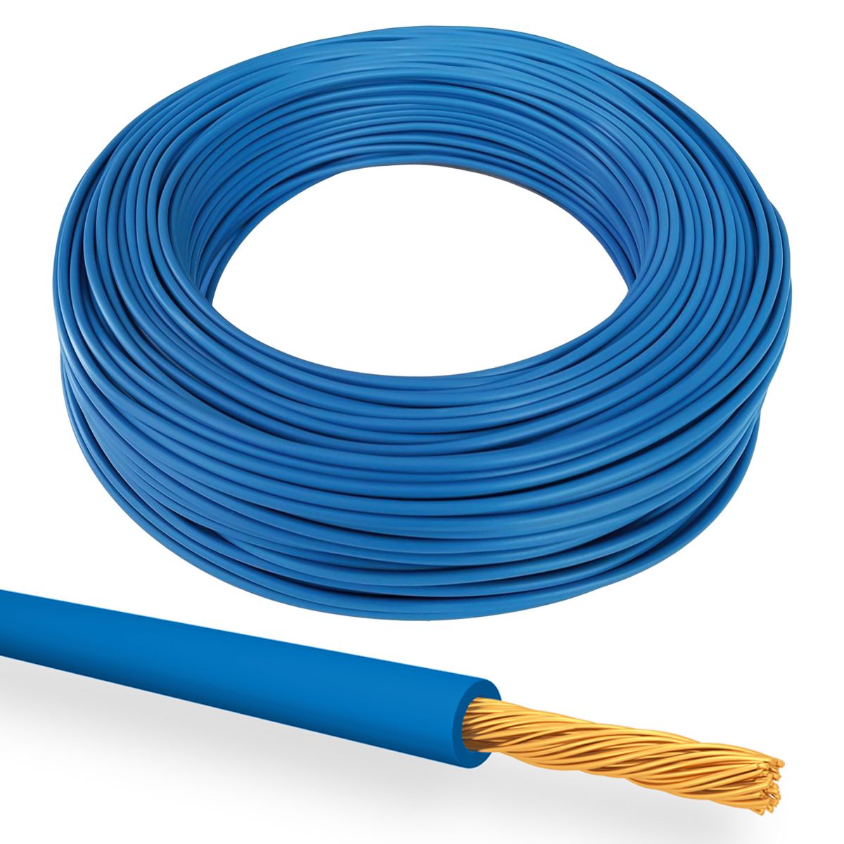 Icel Câble électrique monoconducteur 1,5 mm FS17, fabriqué en Italie, fil électrique pour systèmes, câble pour voitures et motos, câble anti-incendie bleu, prix au mètre