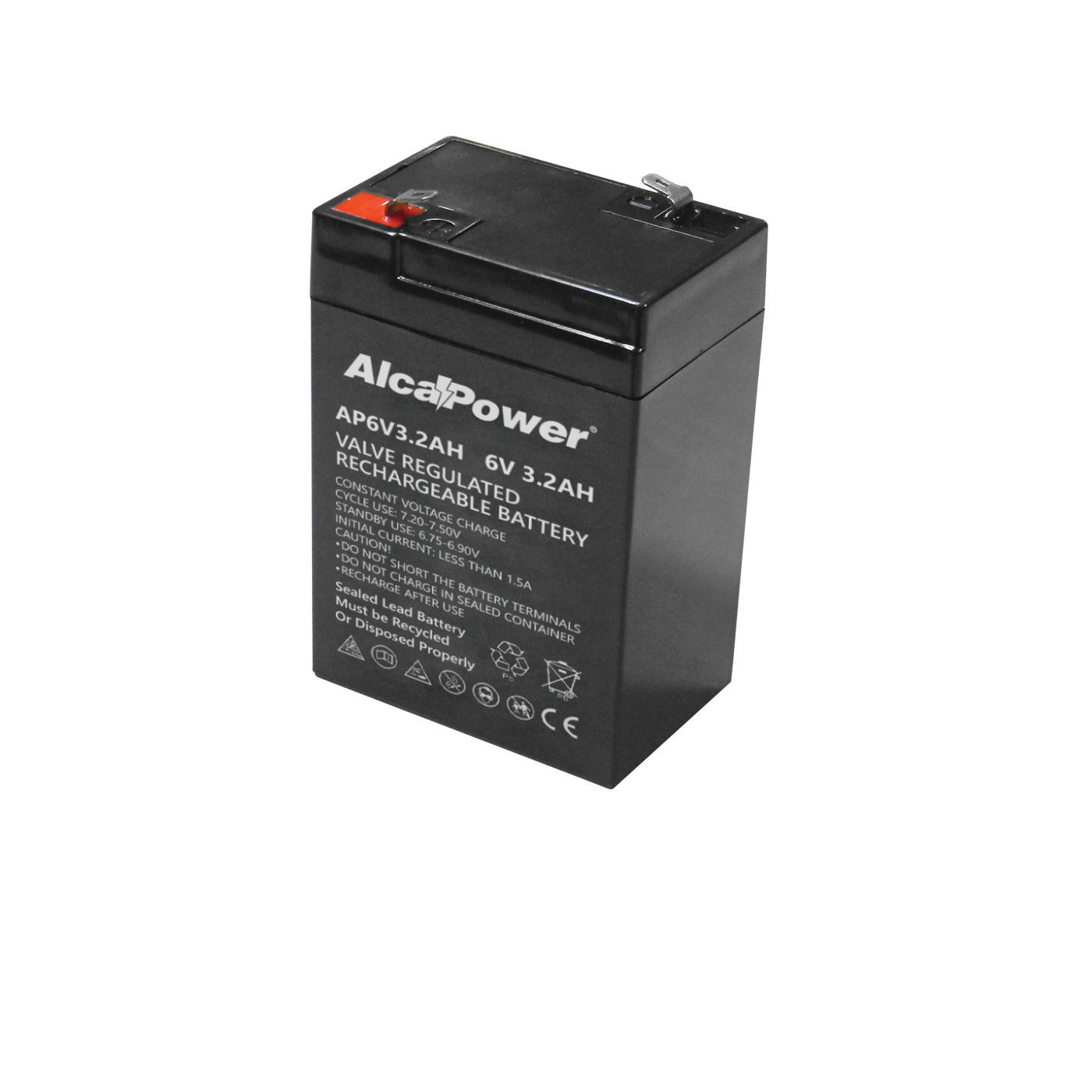 Batterie Alcapowe 3,2 Ah, batterie rechargeable hermétique 6V, 33x65xH105 mm 204008