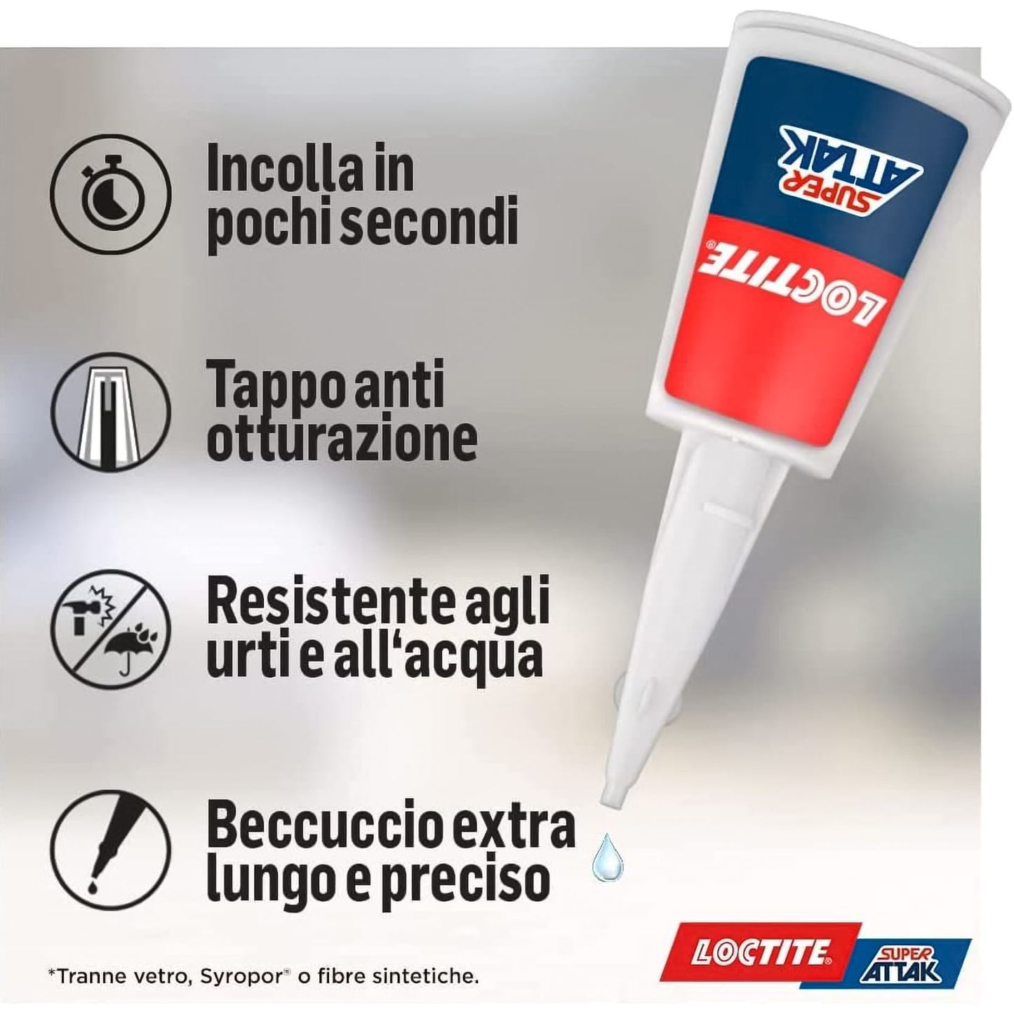 Loctite Super Attak Precision +50% gratis, colla liquida trasparente con beccuccio extra lungo, attaccatutto multimateriale, super colla 5+2,5 grammi
