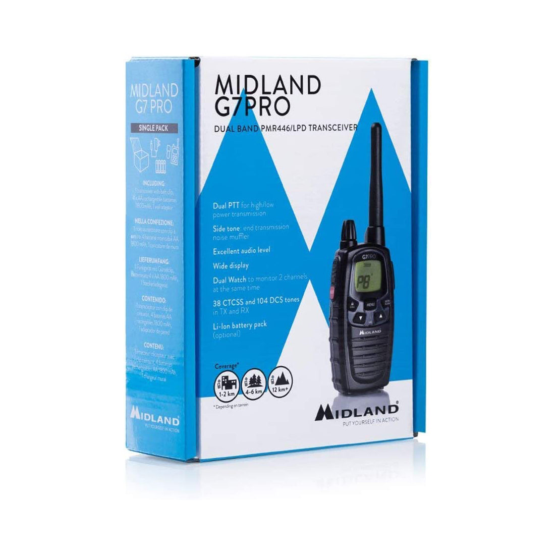 Midland Portable Transceiver, G7 Pro Walkie Talkie, Walkie Talkie with 16 Channels and LCD Display