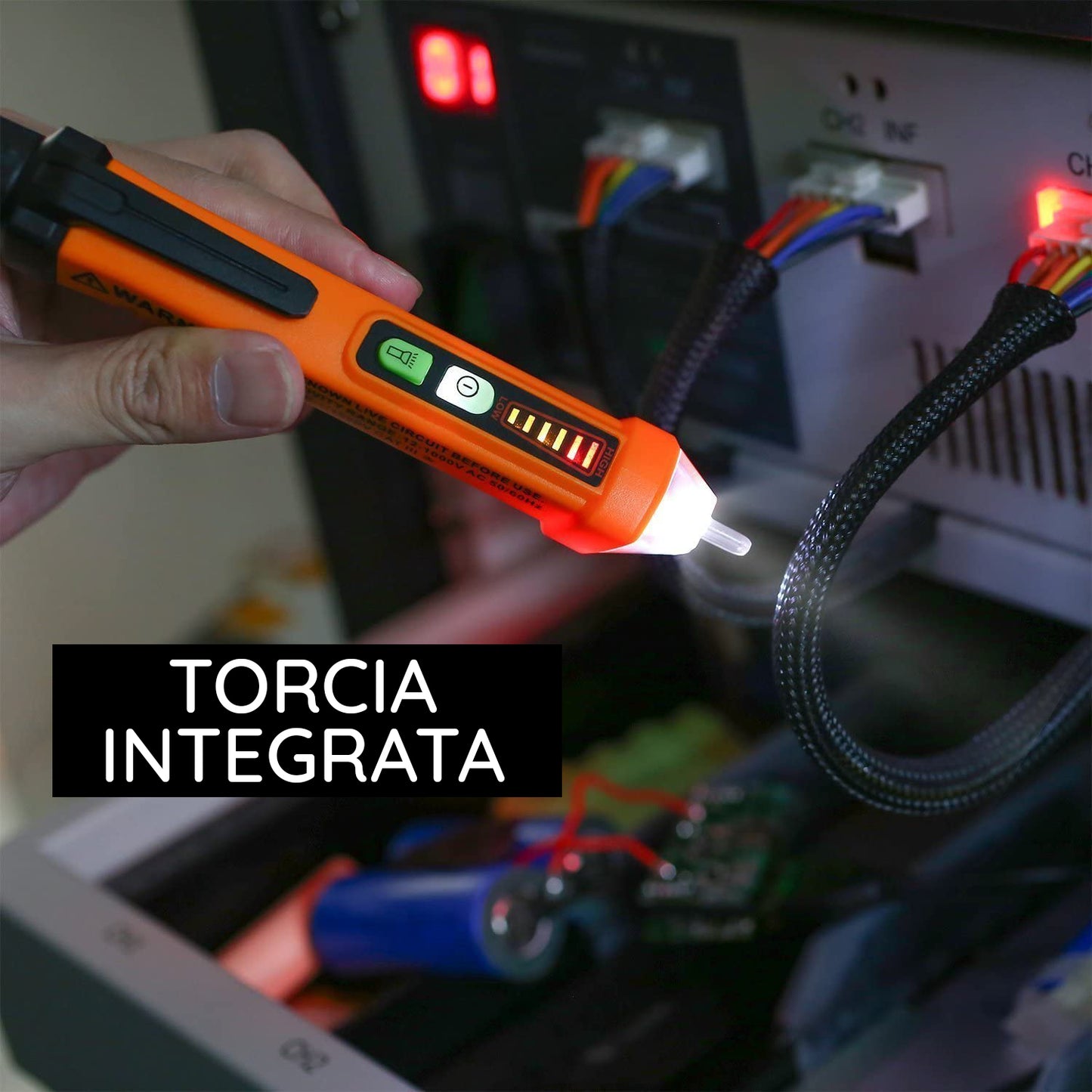 Elcart Détecteur de tension alternative sans contact, stylo de recherche de phase avec LED, outil pour vérifier la présence de tension, testeur de courant électrique