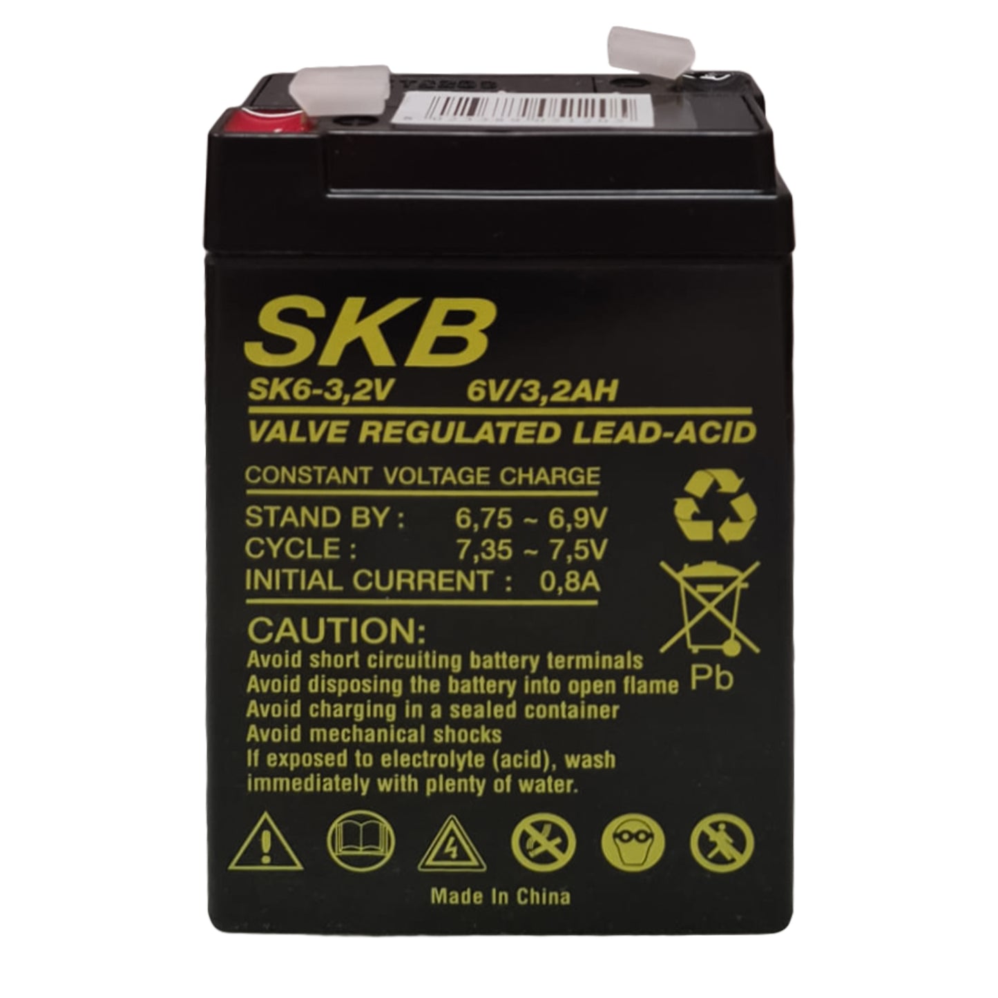 SKB Lead acid battery SK6-3.2 rechargeable battery 6V 3.2AH SK series, AGM flat plate technology regulated with valve