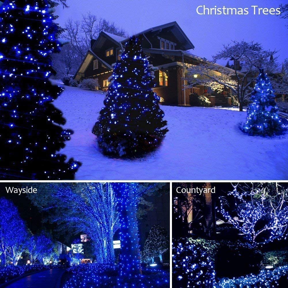 GESCO Chaîne lumineuse d'extérieur 30m, lumières LED avec 8 fonctions, 200 LED bleues, lumières LED décoratives de Noël, éclairage domestique, guirlande lumineuse