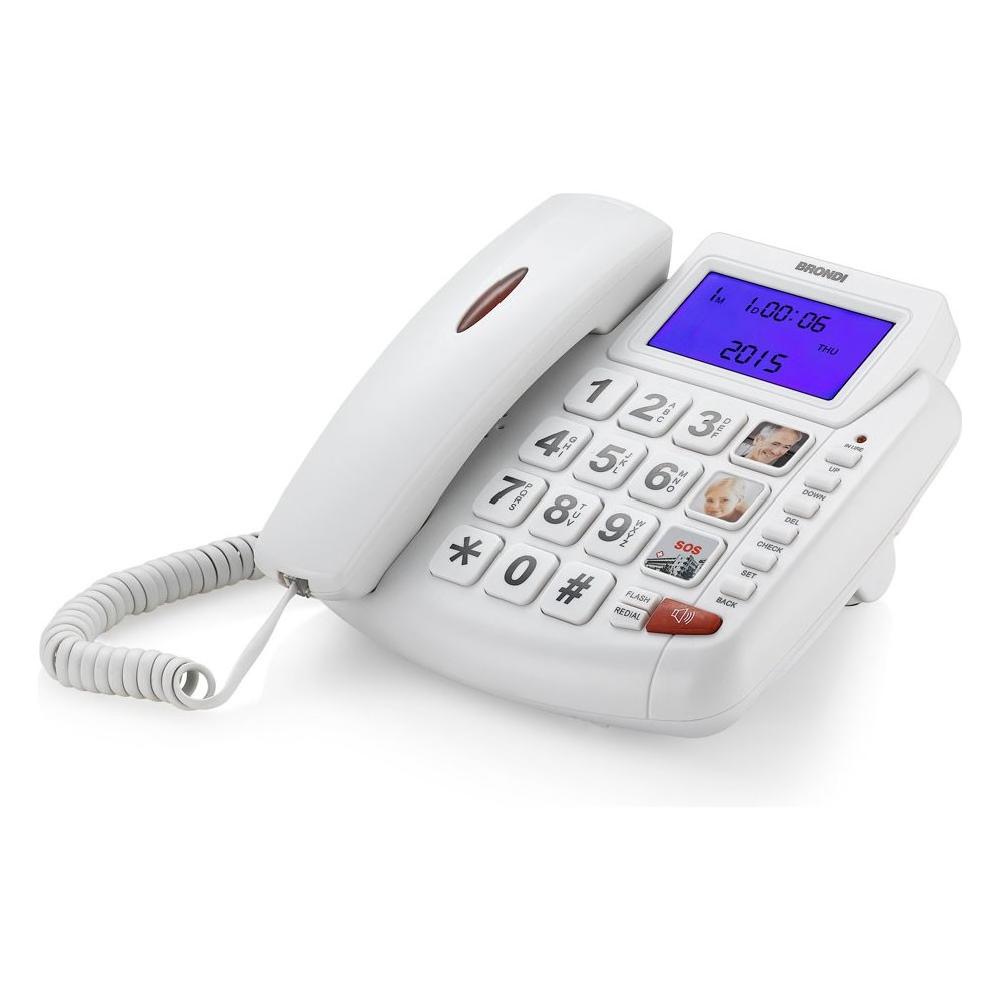 Brondi Telefono fisso per anziani con tasti grandi, vivavoce e 3 numeri diretti tramite tasti con foto