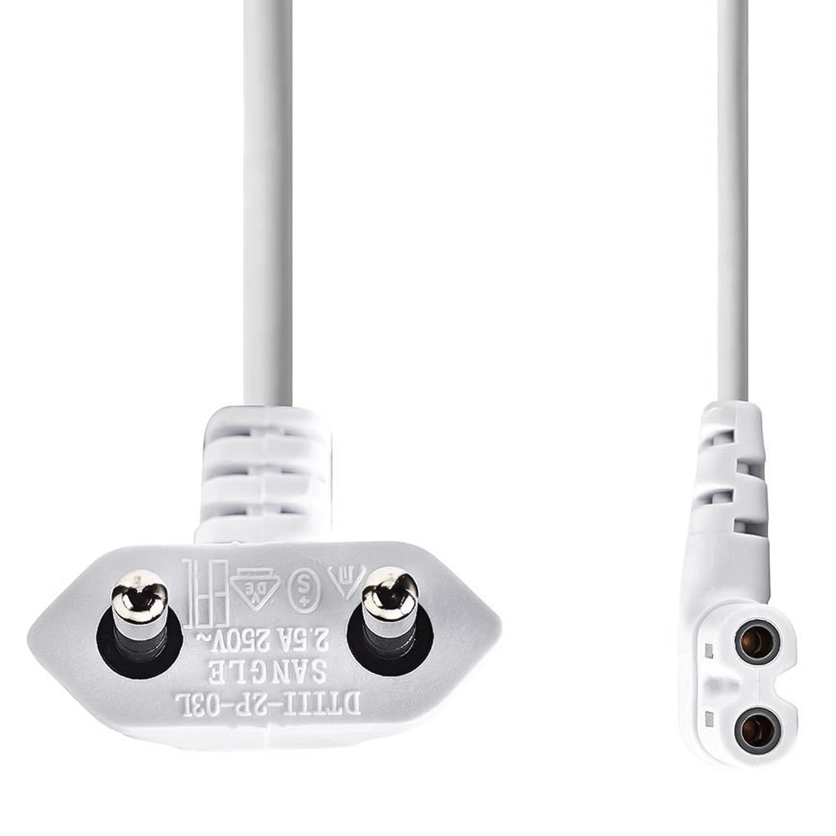 Nedis 3 meter 250V 2.5A power cord with EU plug and IEC-320-C7 connector, 90° angled socket, angled plug