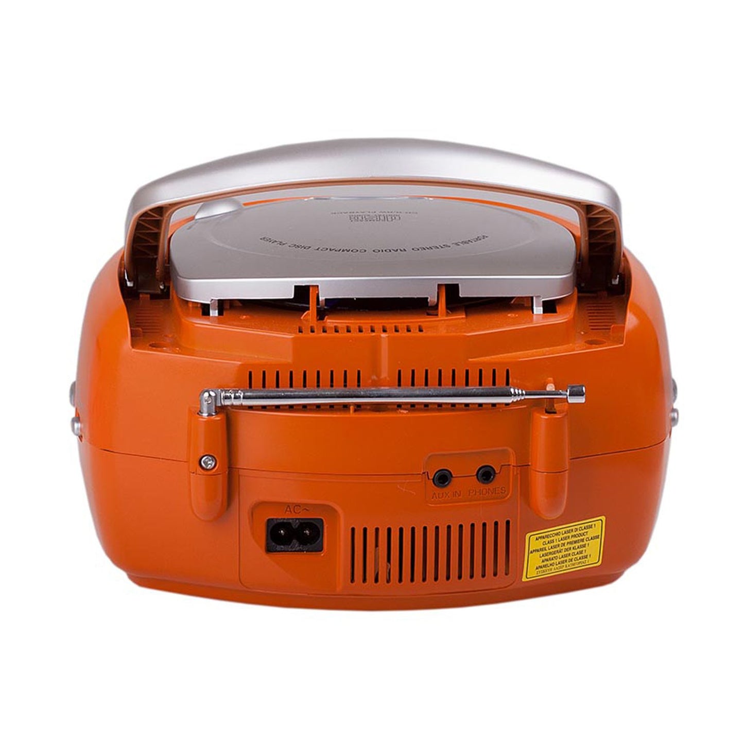 Trevi boombox portable stereo with CD player and aux input, FM radio, orange colour
