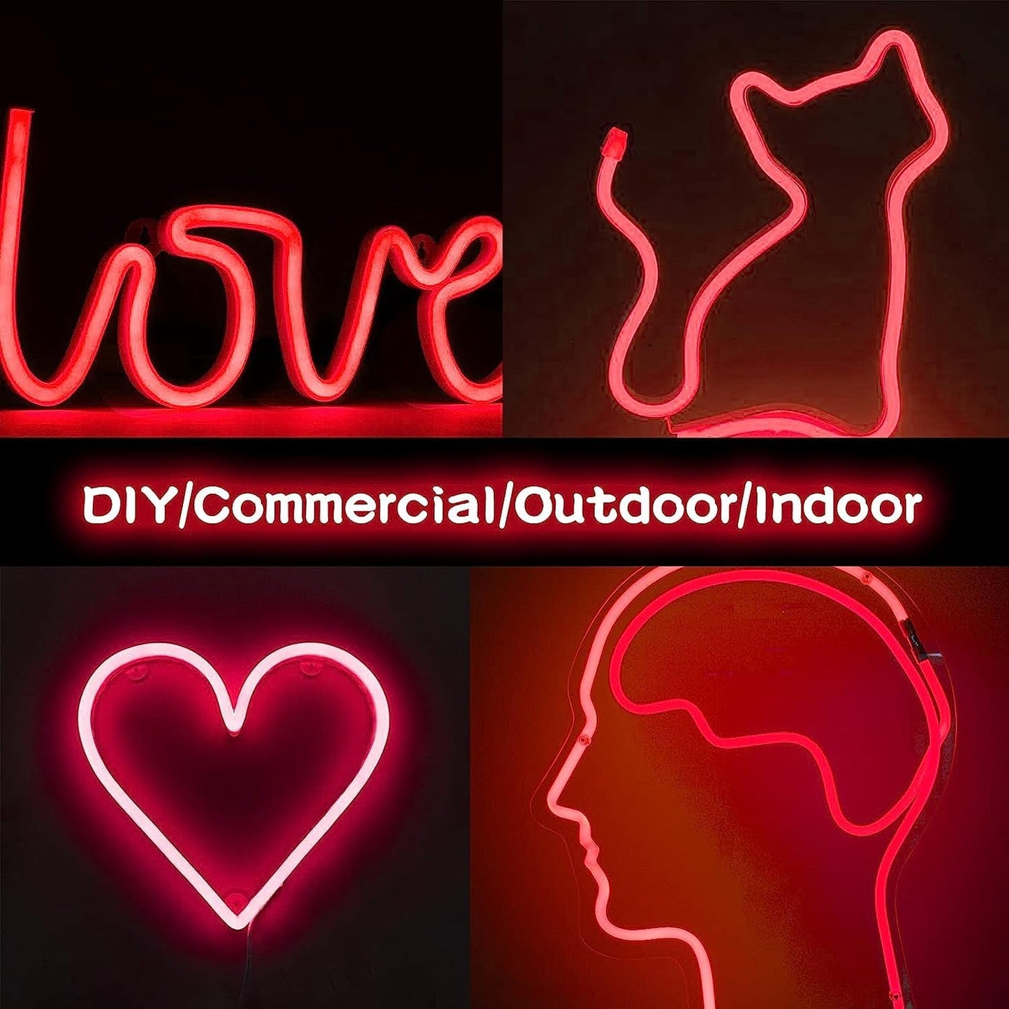Bande LED GBC Neon, bande LED de 5 mètres, couleur rouge pour intérieur et extérieur IP67, séparable tous les mètres, bande LED flexible