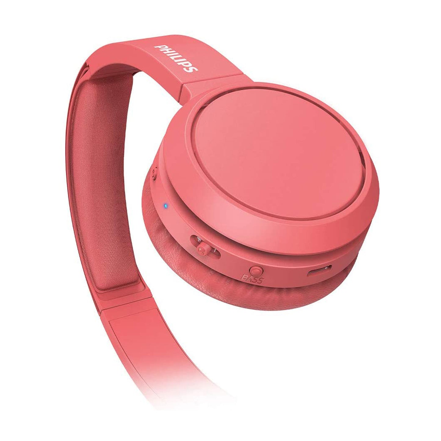 Philips TAH4205 Foldable Bluetooth 5.0 headphones with microphone, Bass Boost button, 29 hours of playtime, fast charging, noise suppression, matte pink