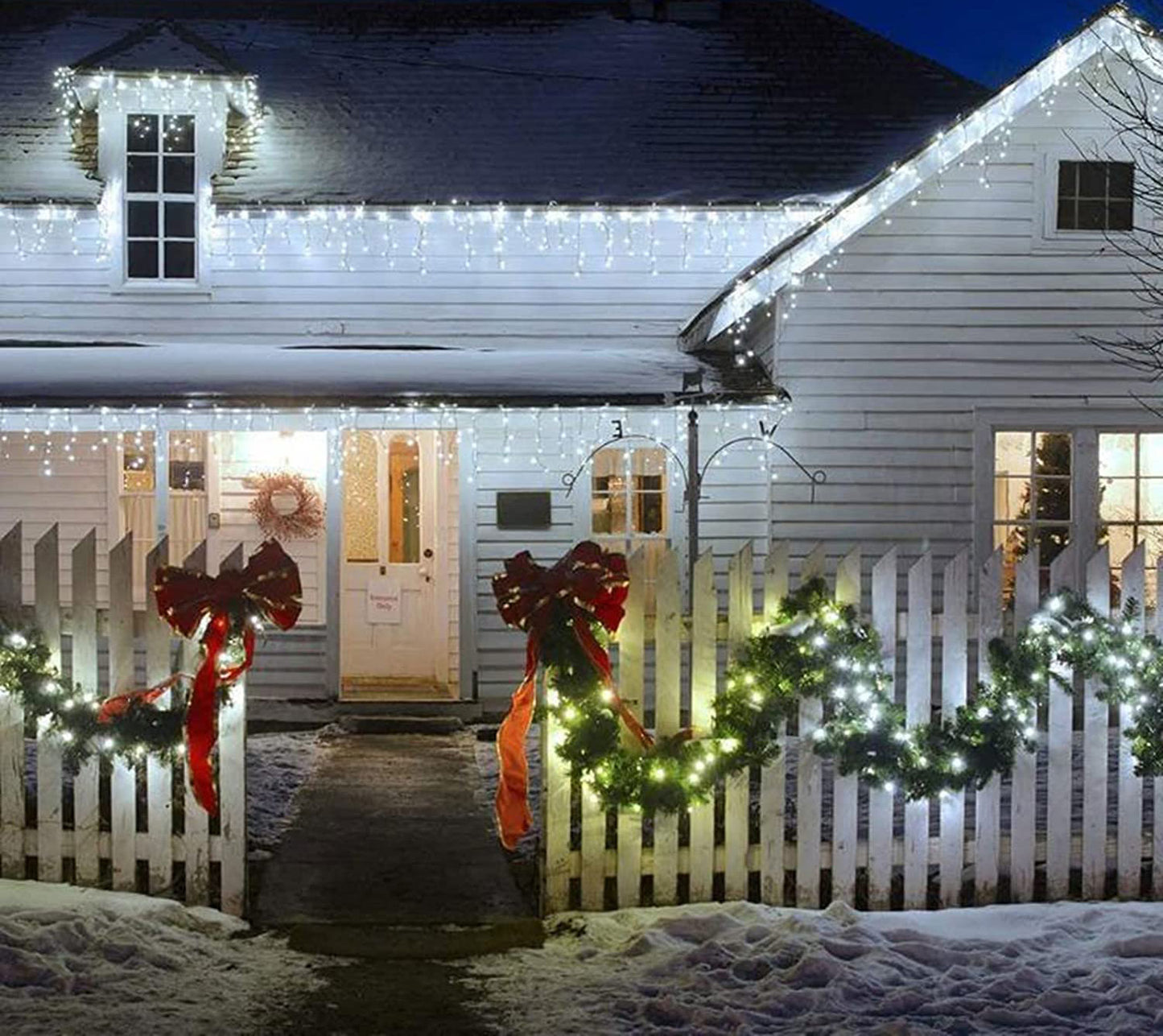 GESCO Outdoor light curtain 9m, 200 white LED lights with flash, Christmas decorative LED lights, home lighting, garland light