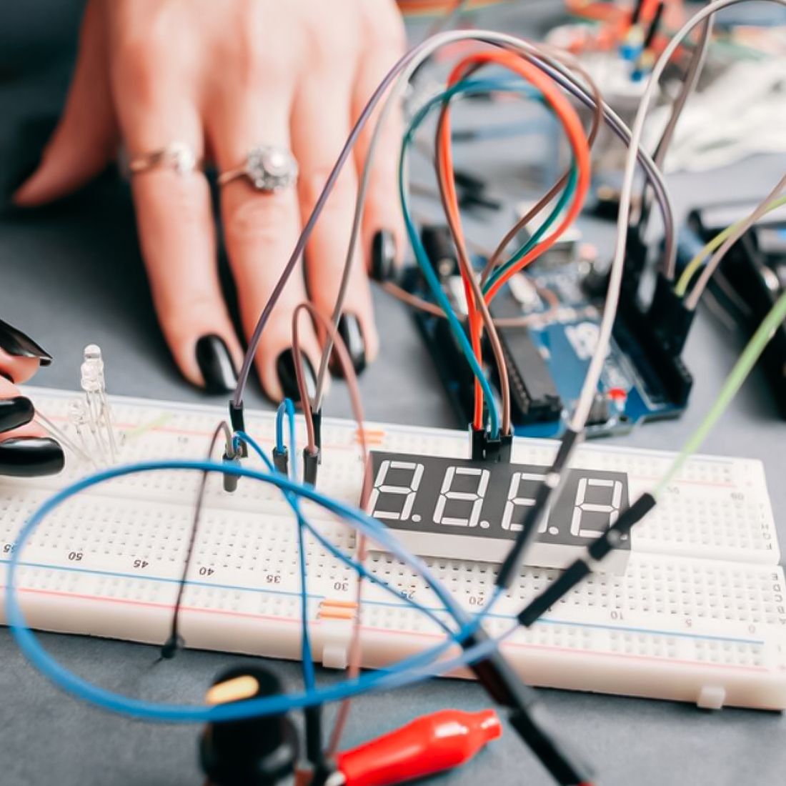 Elcart Solderless Breadboard with Adhesive Back, Prototype Board with 830 Silver Contacts, Building Block for Experimental Circuits