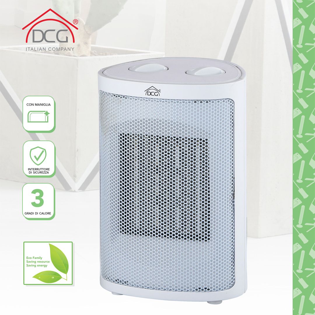 DCG Stove with ceramic heating elements, elegant design, electric heater with adjustable thermostat