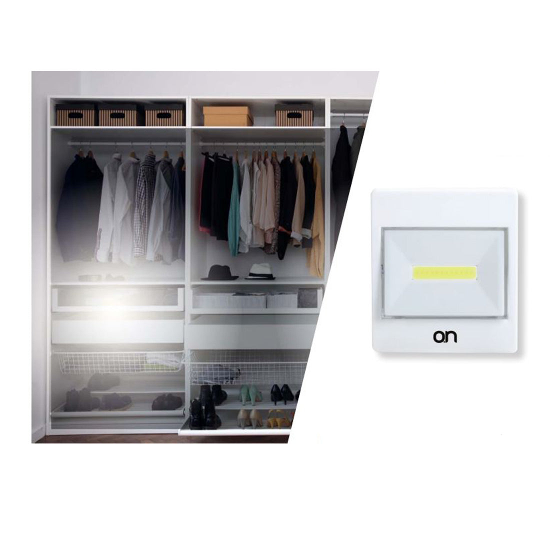 O.N Cobby Punto luce LED a batteria con pulsante e interruttore integrato 2W, luce notturna