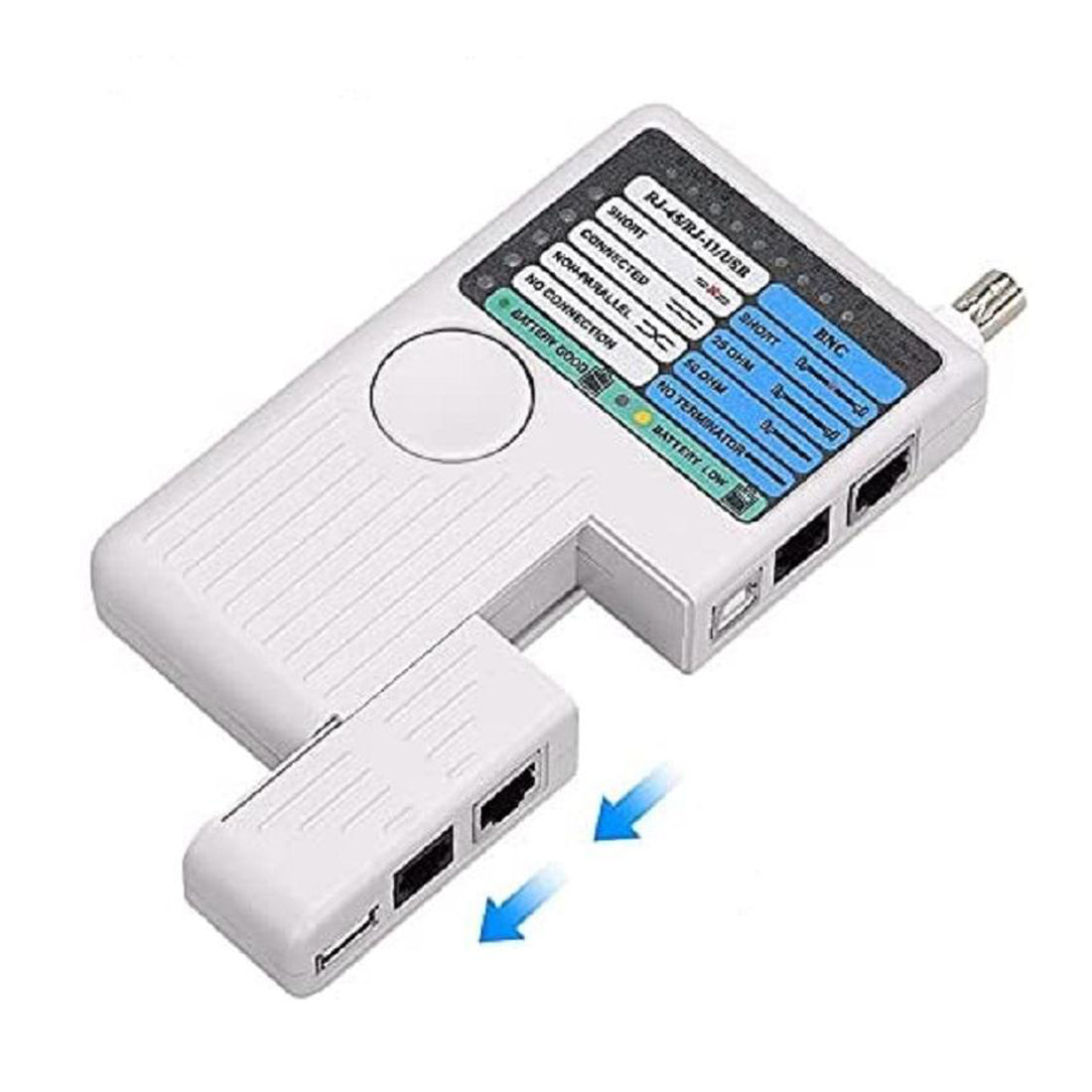 GBC Network Cable Tester with RJ11, RJ45, USB, BNC Connectors, Wrong Connection Detection Function