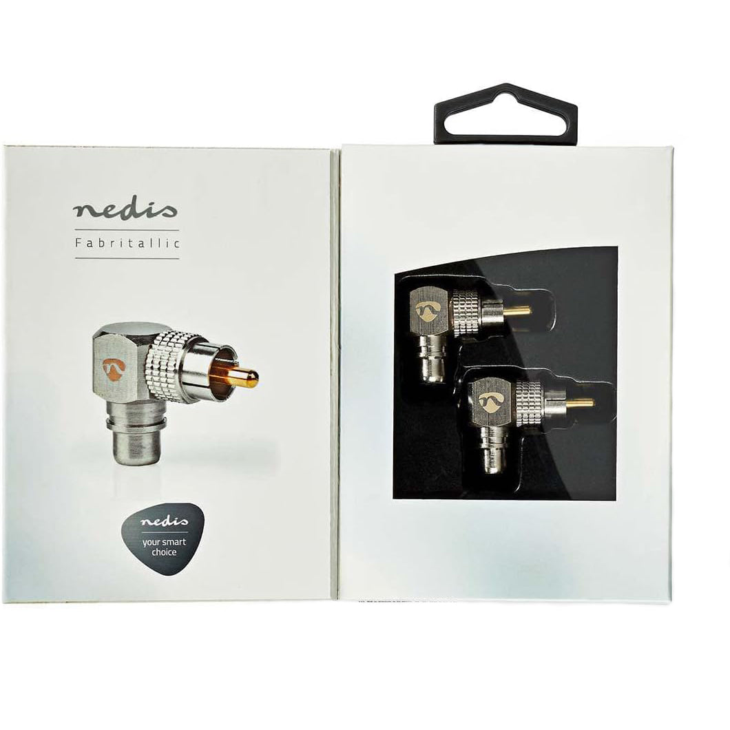 NEDIS Set 2 Adattatori audio mono RCA maschio e RCA femmina, adattatore angolare 90°