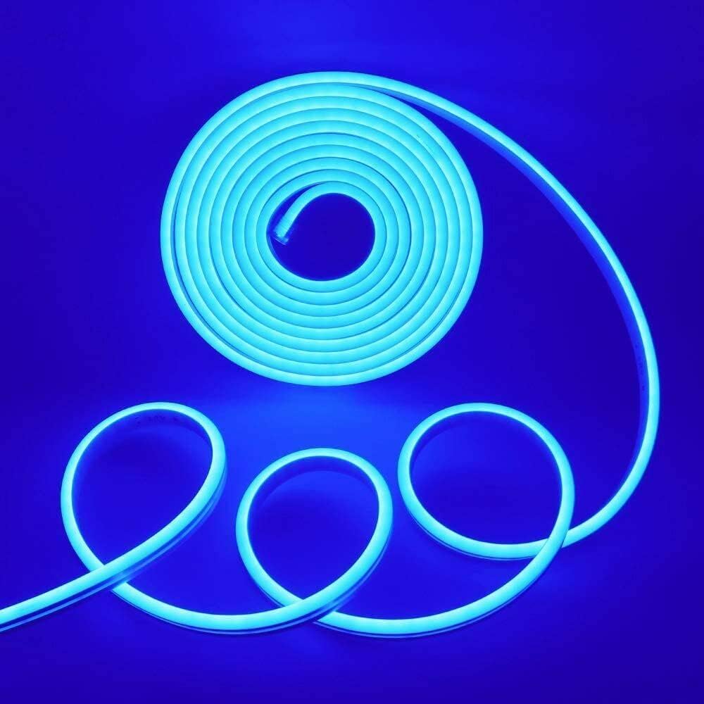 Bande LED GBC Neon, bande LED de 5 mètres, couleur bleue pour intérieur et extérieur IP67, séparable tous les mètres, bande LED flexible