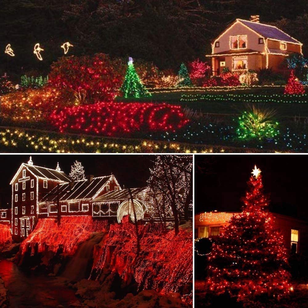 GESCO Catena luminosa interno / esterno 9m, luci led con 8 funzioni, 100 led rossi, luci led decorative Natale, illuminazione casa, ghirlanda luce