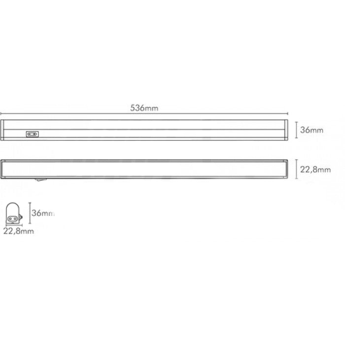 Alpha Elettronica Barra a Led da 230Vac, 9W, con interruttore, luce bianca naturale, 53,6 cm