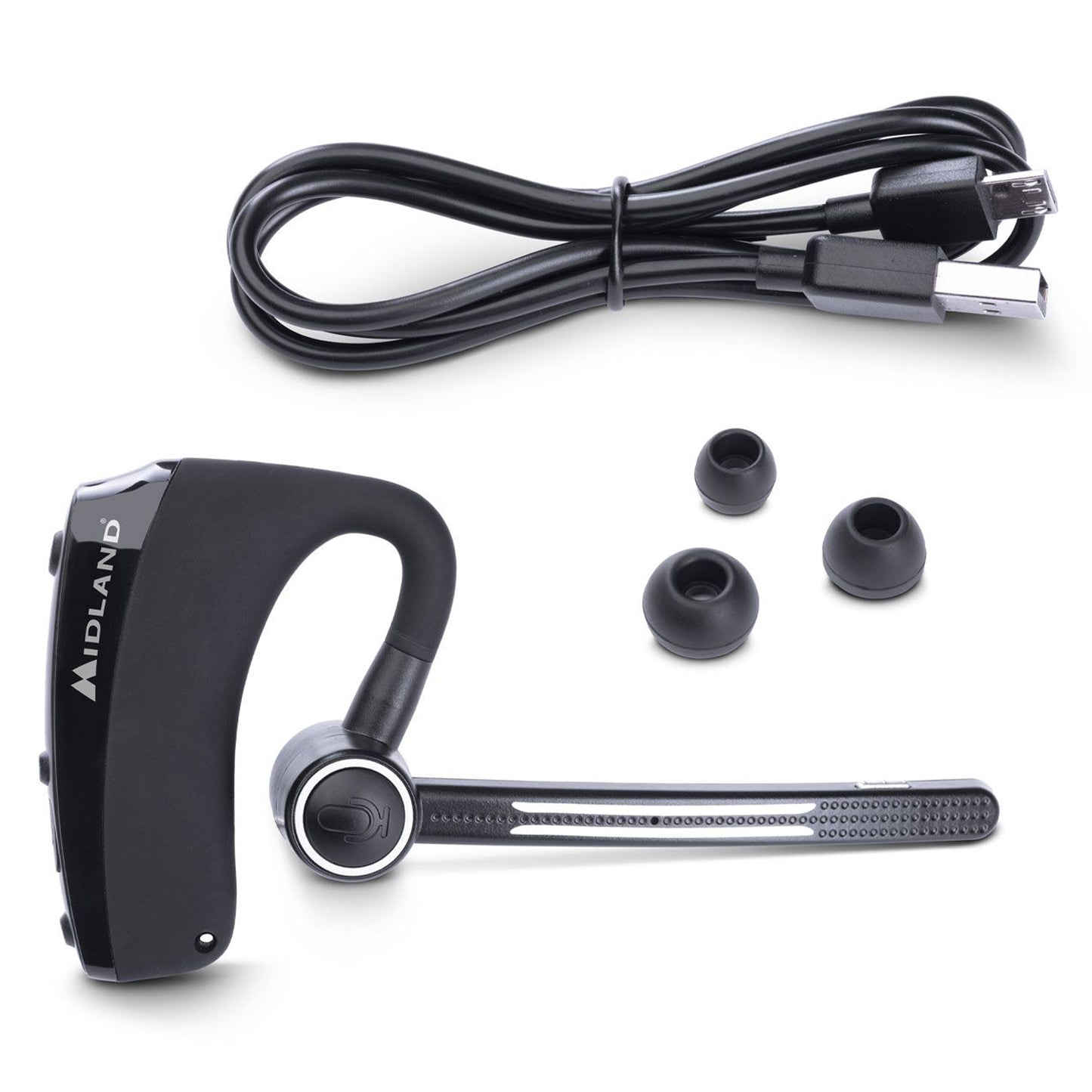 Casque Bluetooth double Midland C1251, écouteur avec PTT intégré pour communication mains libres, casque mono avec microphone serre-tête, suppression du bruit