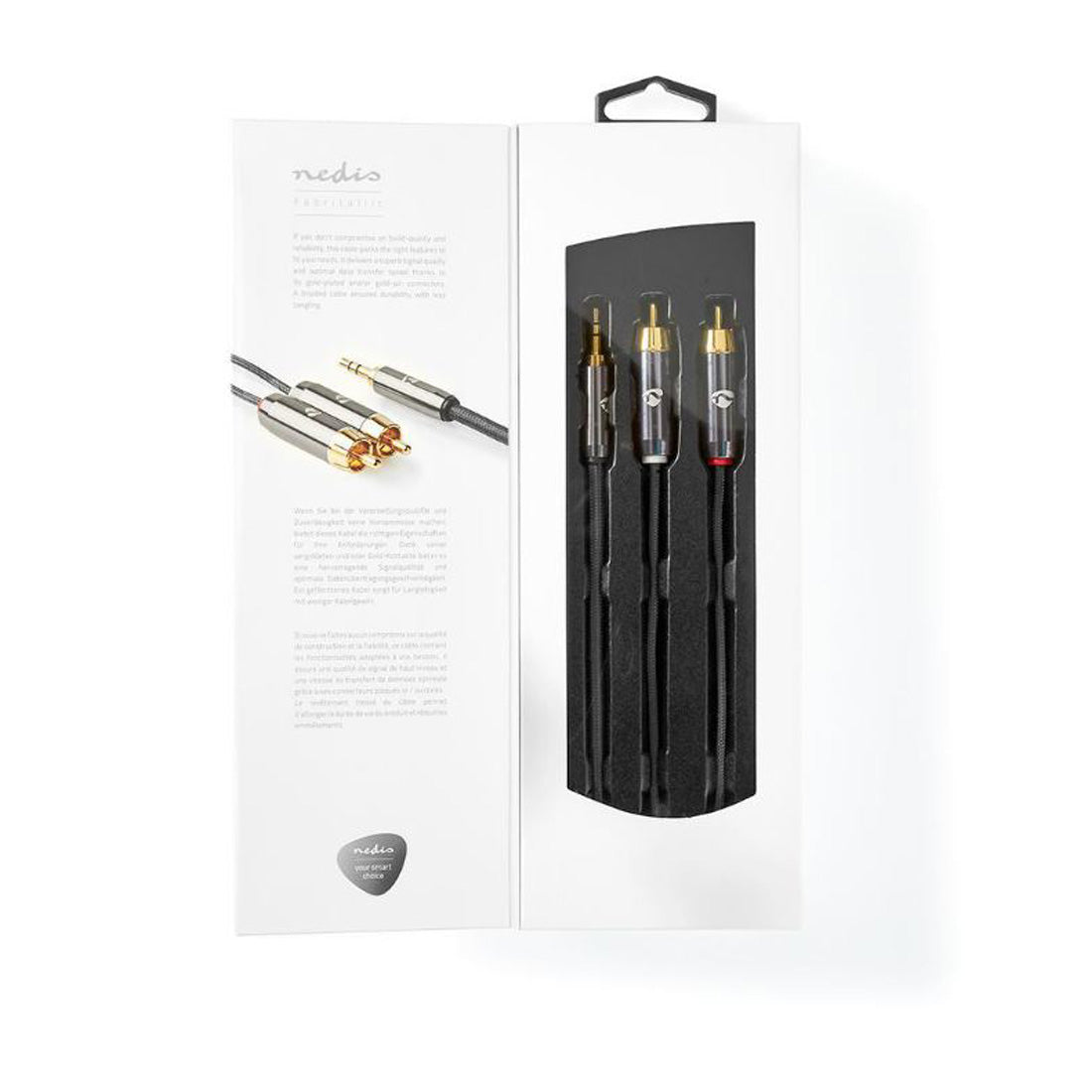 Câble audio stéréo Nedis 3,5 mm 2 x RCA mâle, plaqué or Longueur de câble 3,5 m