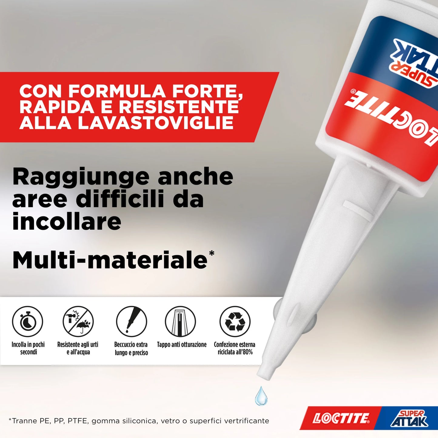 Loctite Super Attak Precision, transparent liquid glue with extra long nozzle, multi-material glue, super glue 5.5 grams