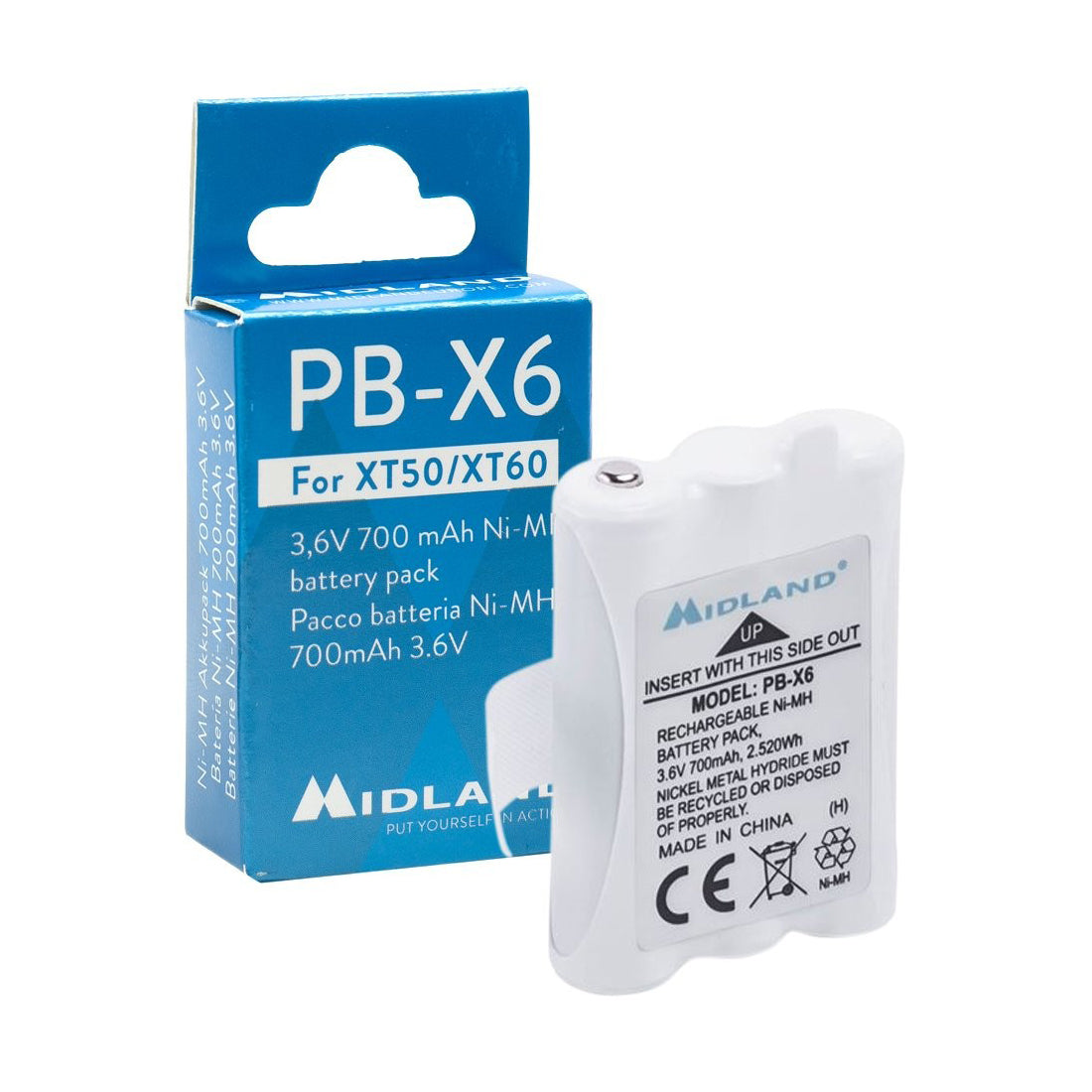 Midland Ni-Mh 700 mAh battery for XT50/XT60 Midland PB-X6 C1300 two-way radios