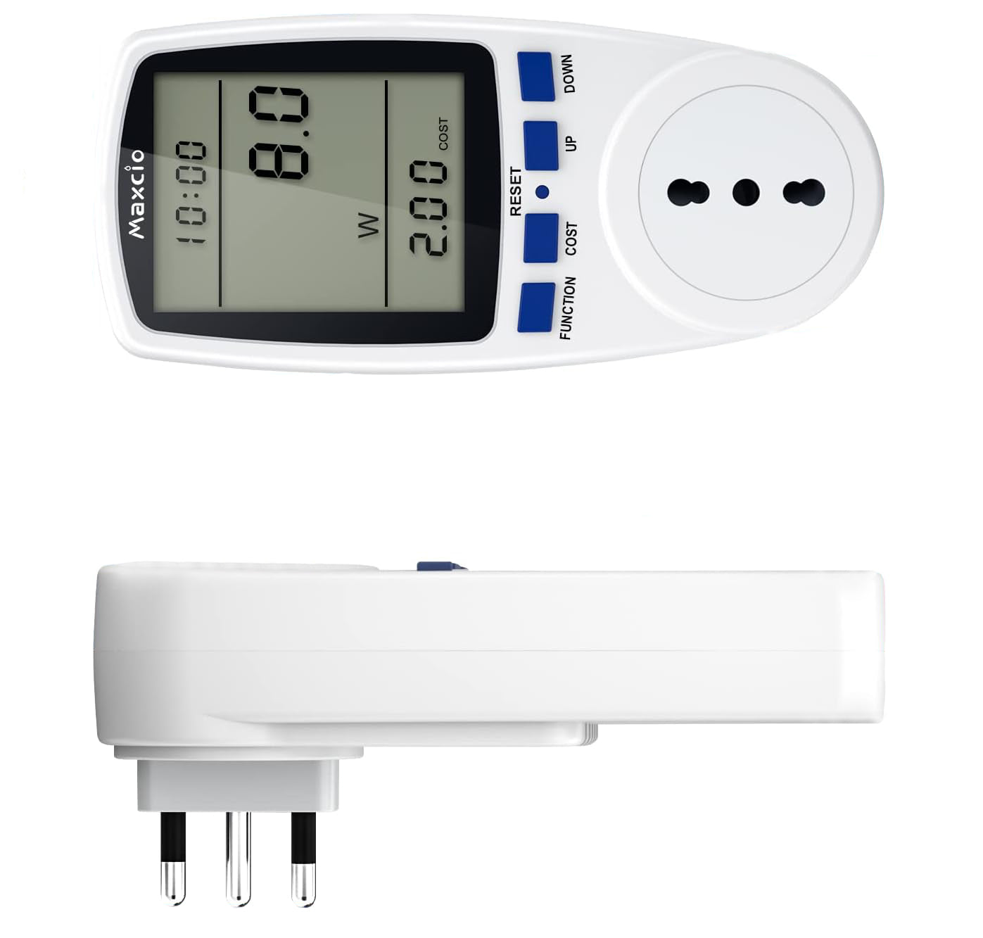 GBC Electrical Consumption Meter, Current Meter with LCD Screen, 16A Italian Plug, Backlight, Power Meter with Overload Protection