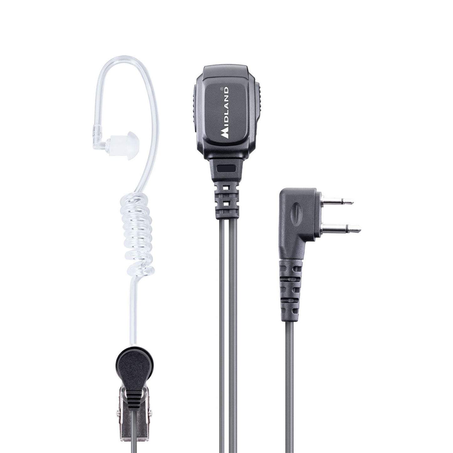 Midland MA31-L PRO Microfono con auricolare pneumatico PTT, connettore L a 2 pin, selettore push to talk e VOX