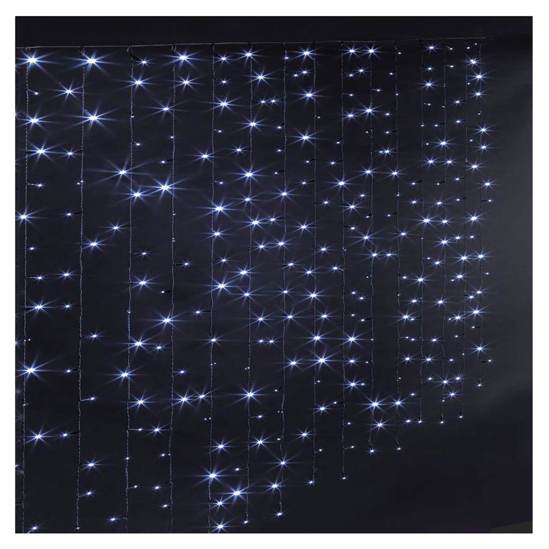 GESCO Tenda luminosa per esterno 9m, 200 luci led blu con flash, luci led decorative Natale, illuminazione casa, ghirlanda luce