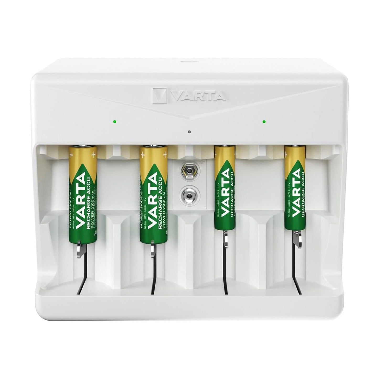 Varta Chargeur de Piles Universel pour AA, AAA, C, D et 9V, Chargeur de Piles Rechargeables avec Indicateur LED