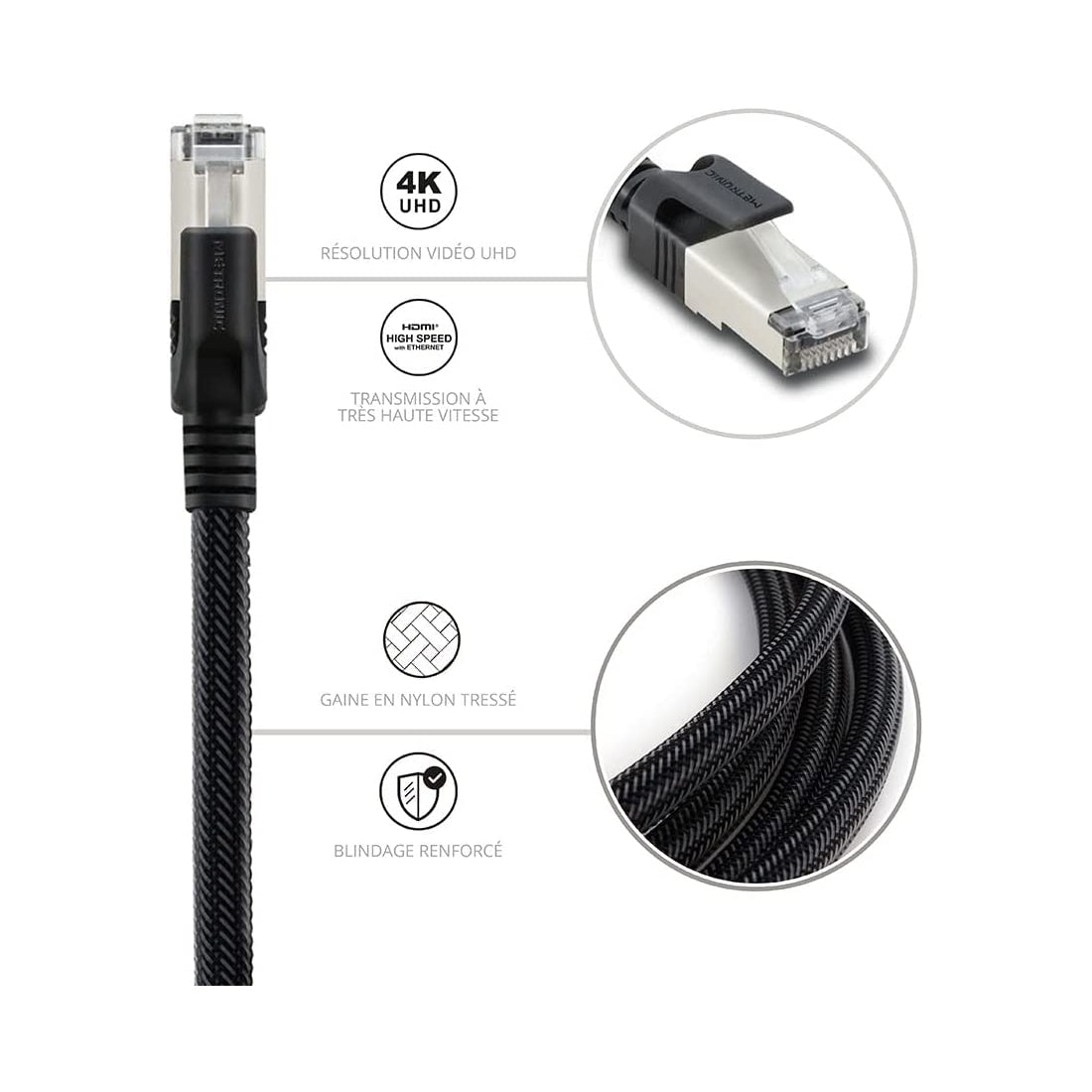 Metrnic Ethernet cable RJ45 CAT 8 male/male twisted - S/FTP, network cable 1.5 m