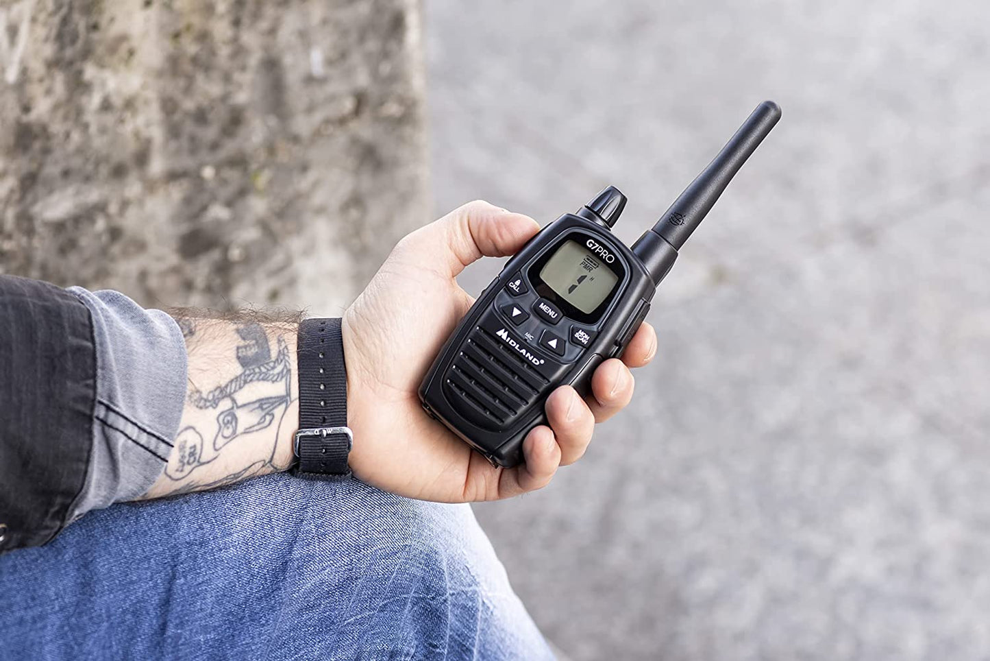 Midland Portable Transceiver, G7 Pro Walkie Talkie, Walkie Talkie with 16 Channels and LCD Display