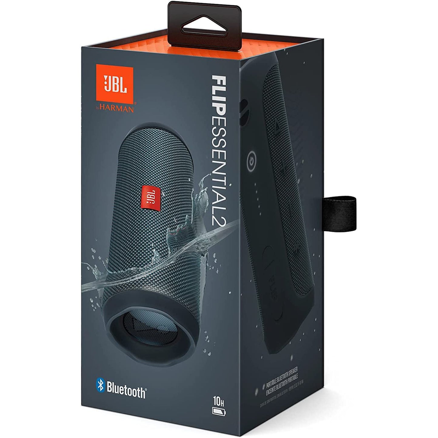 JBL Flip Essential 2 Enceinte Bluetooth portable, boîtier sans fil étanche IPX7 avec basses puissantes, jusqu'à 10 heures d'autonomie, son JBL Original Pro, noir