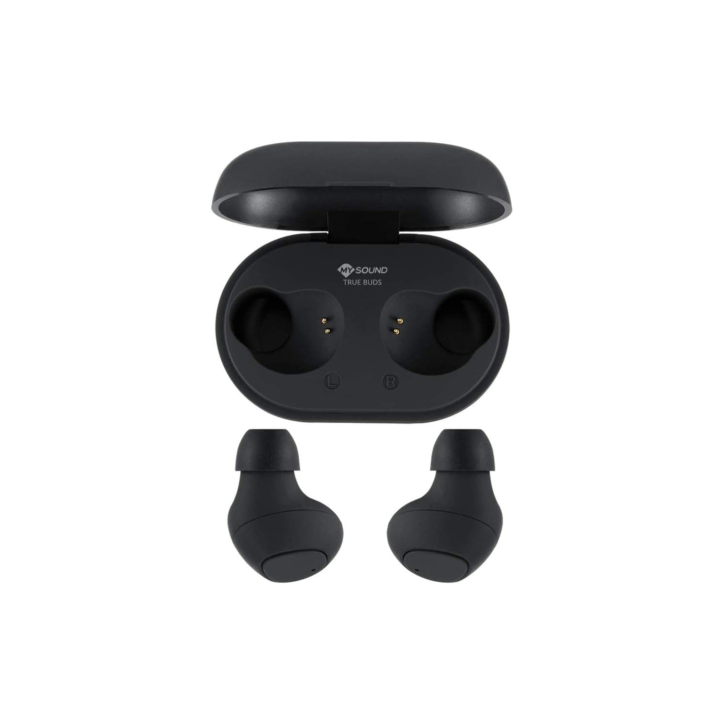 Mysound True Buds, écouteurs intra-auriculaires Bluetooth 5.0 sans fil faciles à installer, avec coque de protection en silicone pour l'étui de chargement et embouts de remplacement