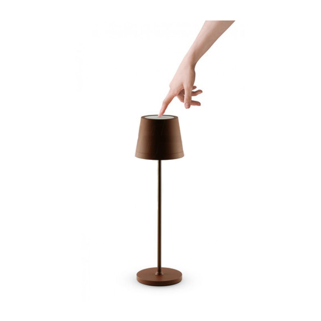 JOlight Lampada da tavolo LED a batteria ricaricabile, abajures marrone in alluminio, interruttore touch, intensità luminosa dimmerabile
