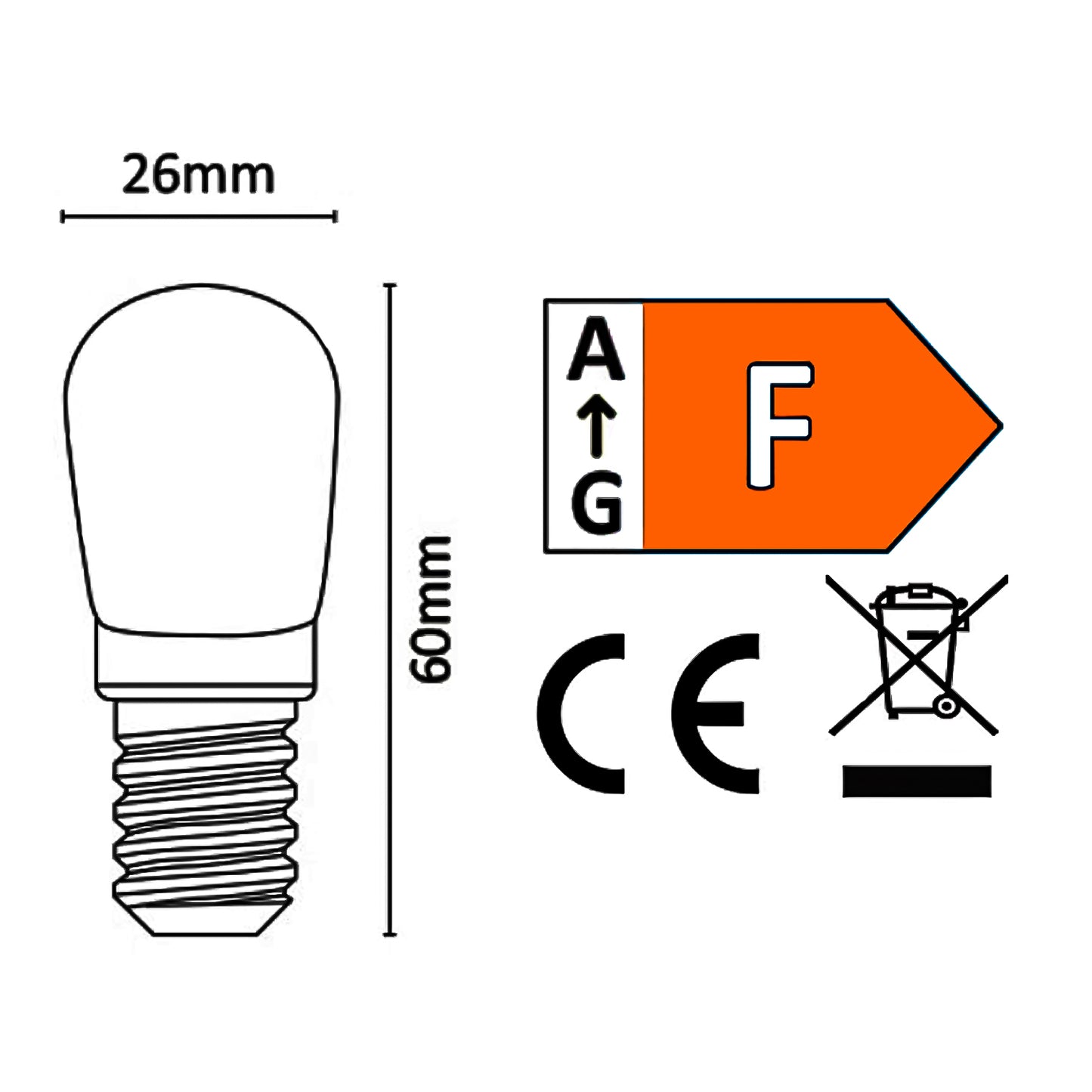 Alcapower Warm white E14 LED lamp, T26 bulb 230V 3.5W, 310lm bulb, 3000K temperature