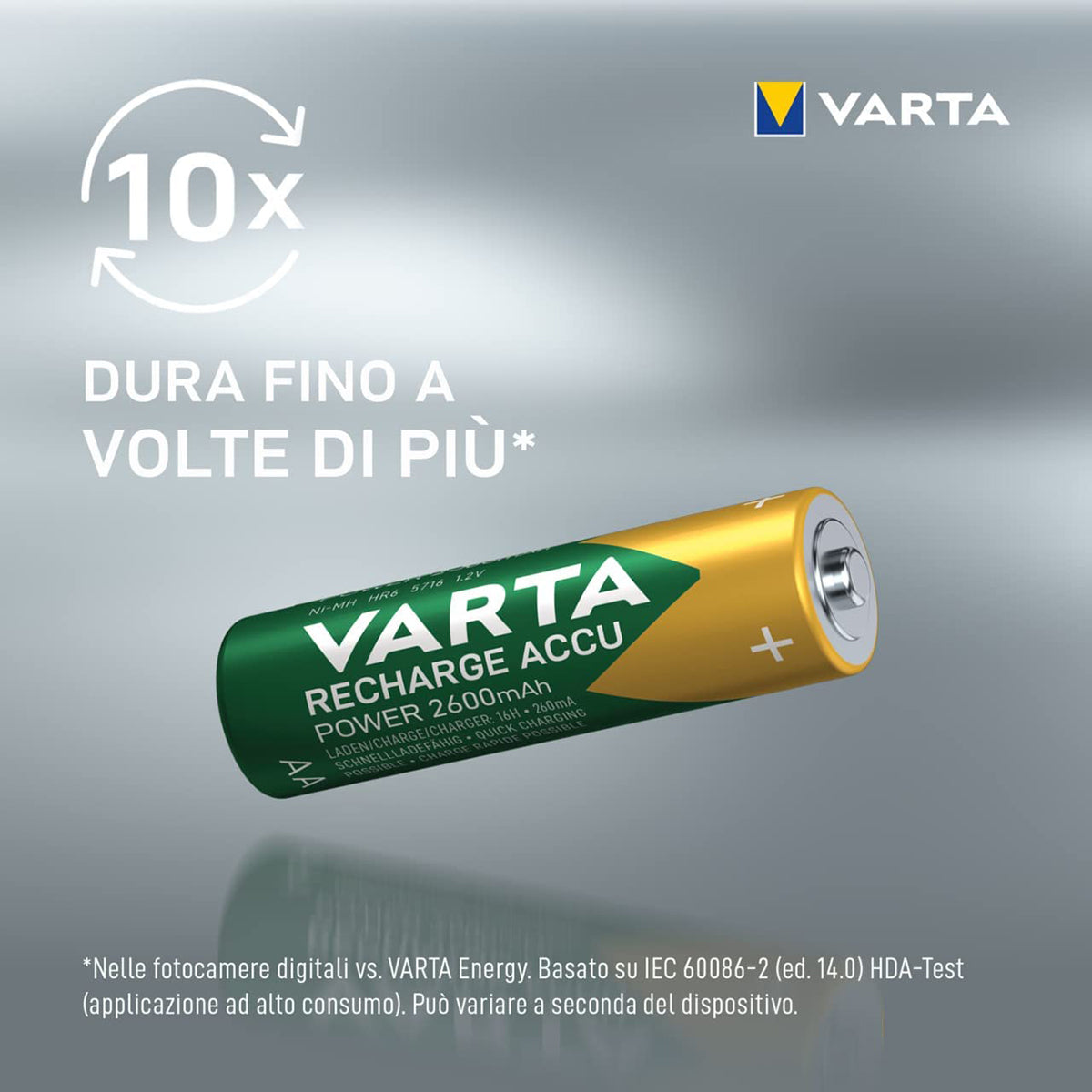 VARTA Batterie ricaricabili AA Rechargeable Accu Ready2Use precaricata Mignon Ni-Mh pacco da 2 2600mAh - ricaricabile senza effetto Memory, pronta all'uso
