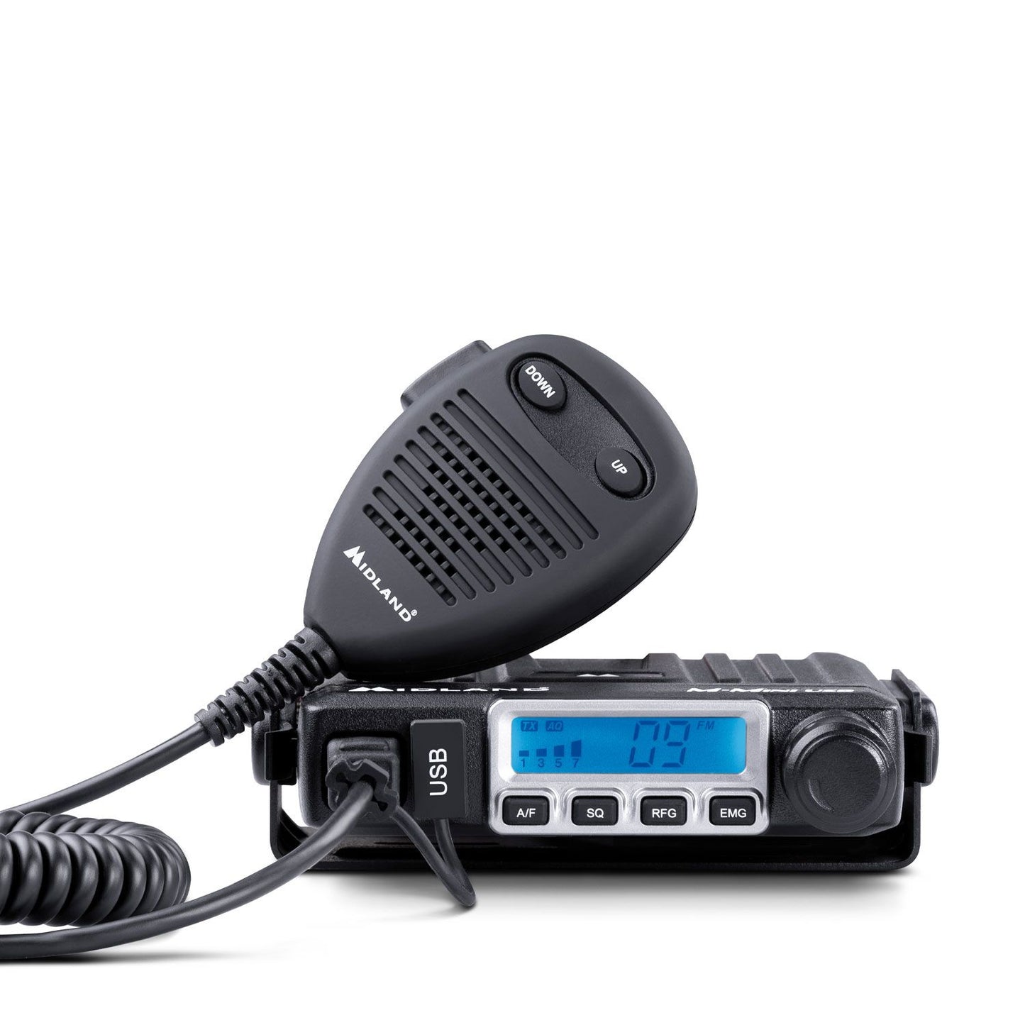 Midland M-Mini USB, ricetrasmettitore veicolare CB AM/FM, 40 canali, 4W, display LCD