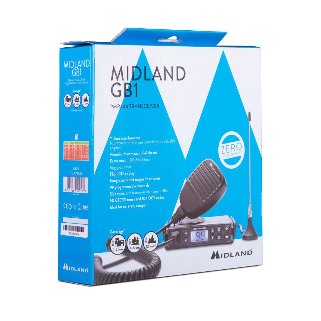 Midland le PMR446 qui ressemble à CB, émetteur-récepteur pour véhicule, émetteur-récepteur avec 99 canaux et 50 tonalités
