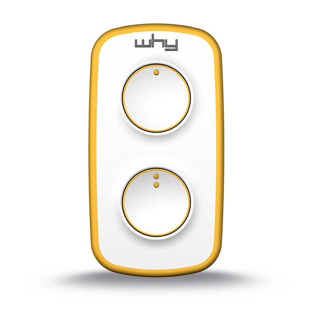 WHY EVO MINI Télécommande multi-fréquences à code tournant de 280 à 868 MHz, ouvre-portail programmable à auto-apprentissage, radiocommande large portée à 4 boutons, jaune pur