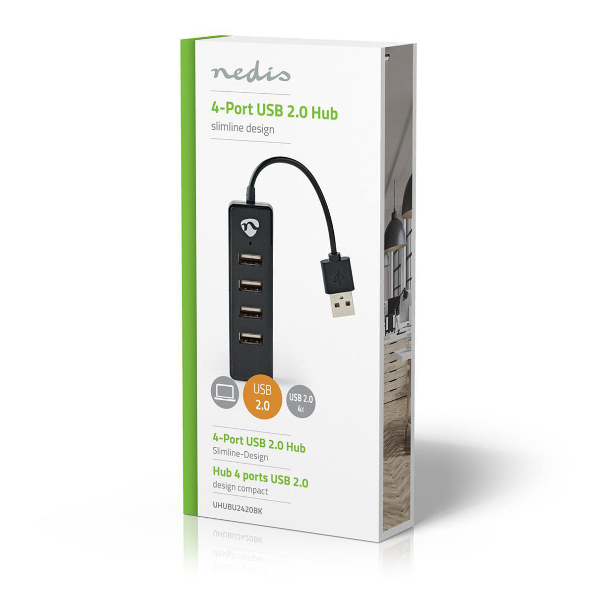 Hub multiport Nedis USB 2.0, 4 ports d'entrée USB-A, plug&play, multiprise USB